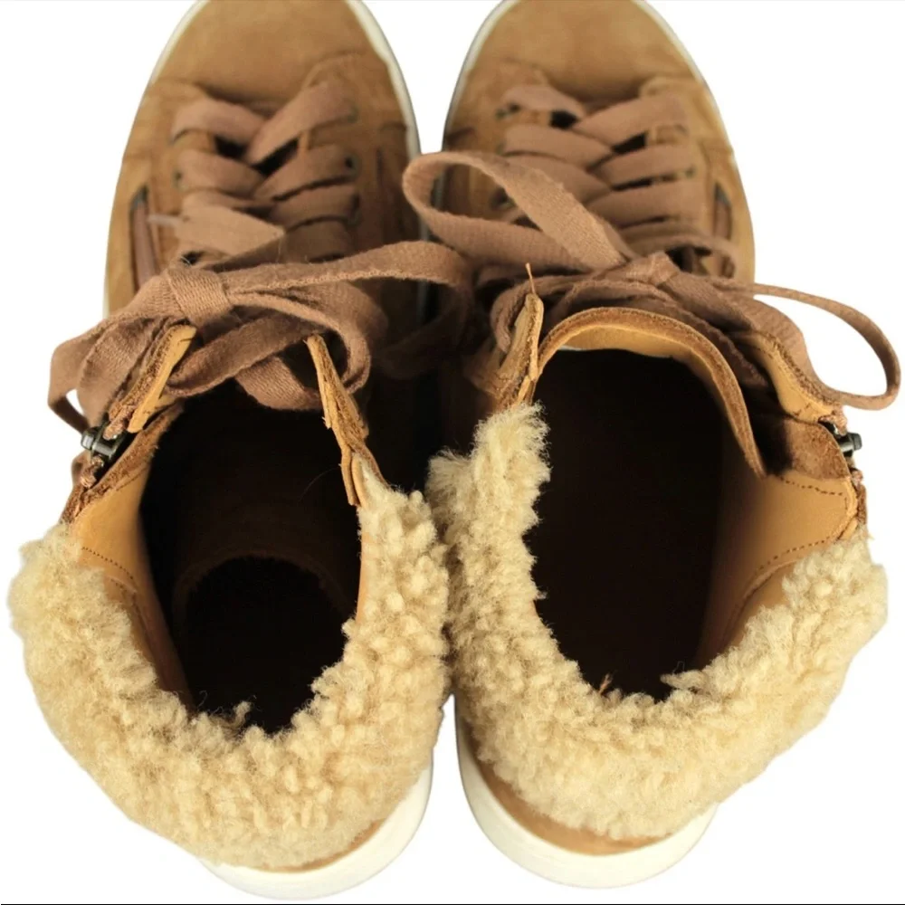 UGG Brown Leather High Top Lace Up Zipper Boots 1019716 Womens SIze US 9.5